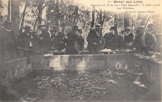 Cpa 77 Moret Sur Loing Fishing Contest 1906 Victims