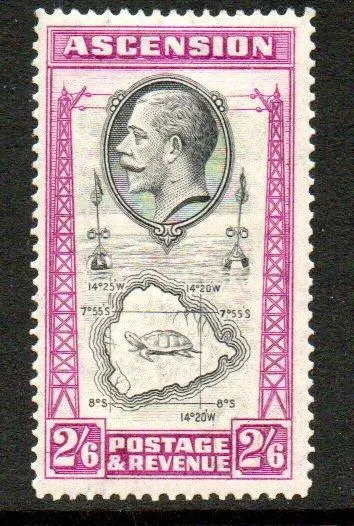 ASCENSION GV 1934 2s/6d Black & Bright Purple Fine Mounted Mint SG29  Cat.£48