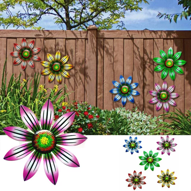 Wall Art Sculpture Garden Home Decor Metal Flower Outdoor Hanging Ornament