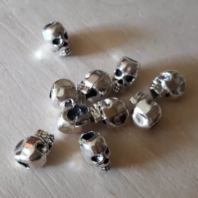 10 Totenköpfe Silber Skelett Anhänger Schädel Totenkopf Verzierung Schmuck Biker