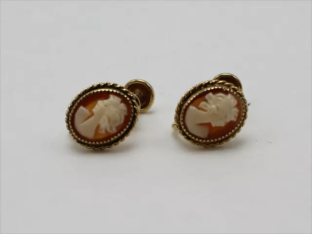 1/20 12K Gold Filled GF Signed Carla Oval Cameo Earrings