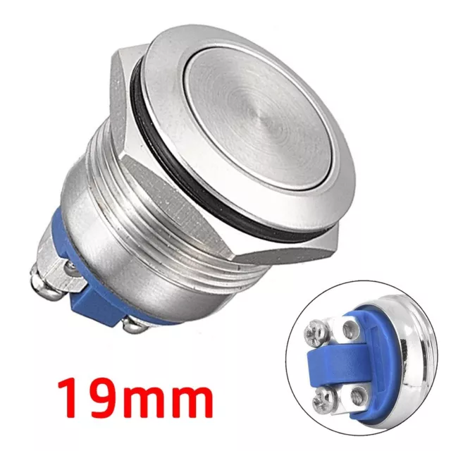 Interruttore a pulsante IP67 metallo momentane circolare SPST 250 V AC/DC 5A