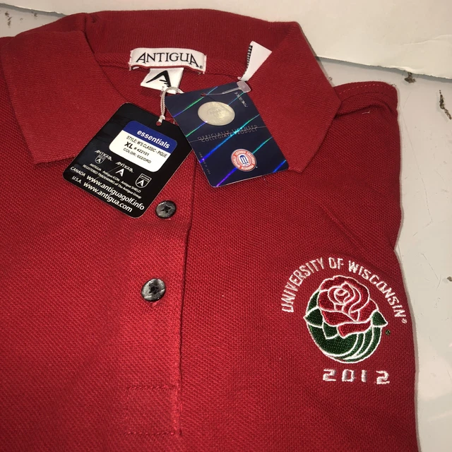 Antigua Women's Wisconsin Red Pigue Shirt Size XL Rose Bowl 2012 new with Tags
