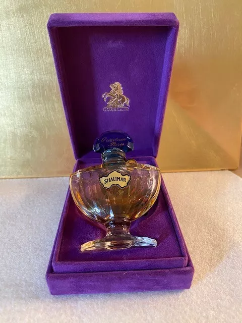 Vintage Guerlain Shalimar 1/3 fl. oz. Bottle & Purple Velour Presentation Box.