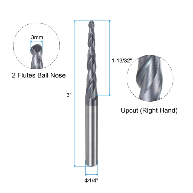 Uxcell 1mm X 6mm 9.38 Degree Angle TiSiN Coated Carbide Tapered Ball - View #8