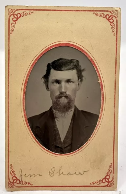 1800s Antique Photograph of Victorian Era Man Posing For A Studio Portrait