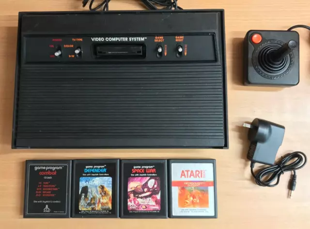 Atari 2600 Vader Console + 4 Games - Complete Setup