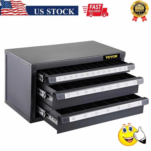 3 Drawers Drill Bit Dispenser Cabine Organizer for Jobber Length Fractional Size