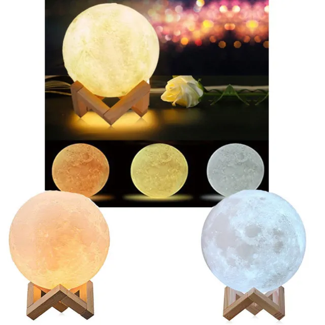 Lampada Da Tavolo Luna Moon Led Touch Cambia Colore Ricaricabile 13 15 18 Cm