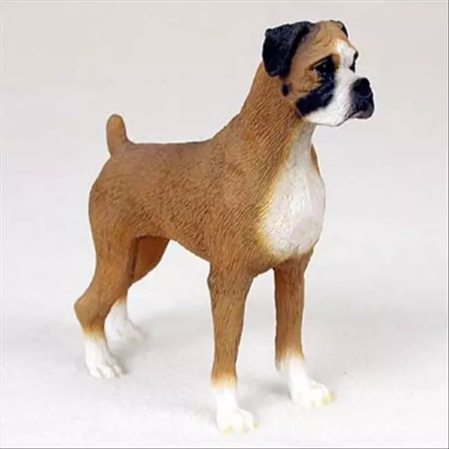 Boxer Uncropped Dog Hand Painted Collectable Figurine Statue