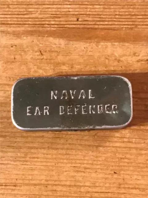 768a  WW2 era British Royal Navy Naval Ear Defender empty metal tin