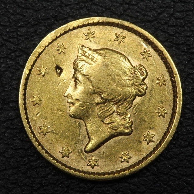 1852 Type 1 $1 One Dollar Gold - Damage
