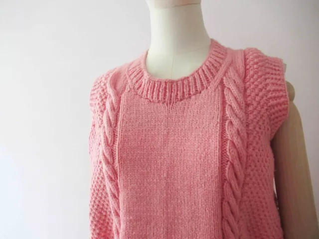 70s 80s Bubble Gum Barbie Pink Acrylic Knit Winter Vest Small - Large 2