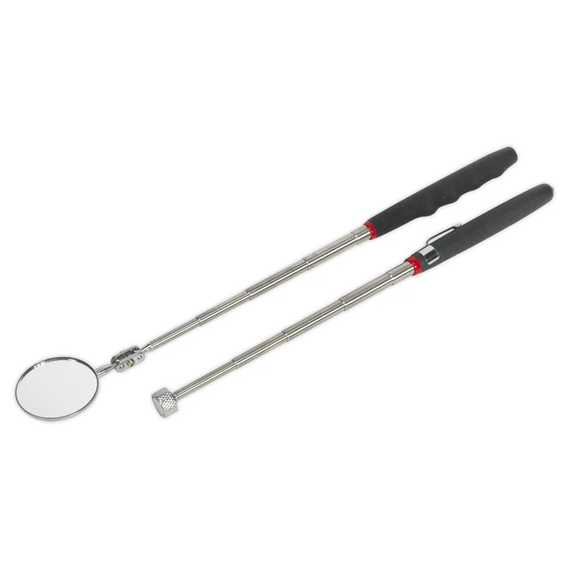 Kit 5 Miroirs D'Inspection Télescopiques - Magnétiques Et LED - Pour Mécanique Et Bricolage
