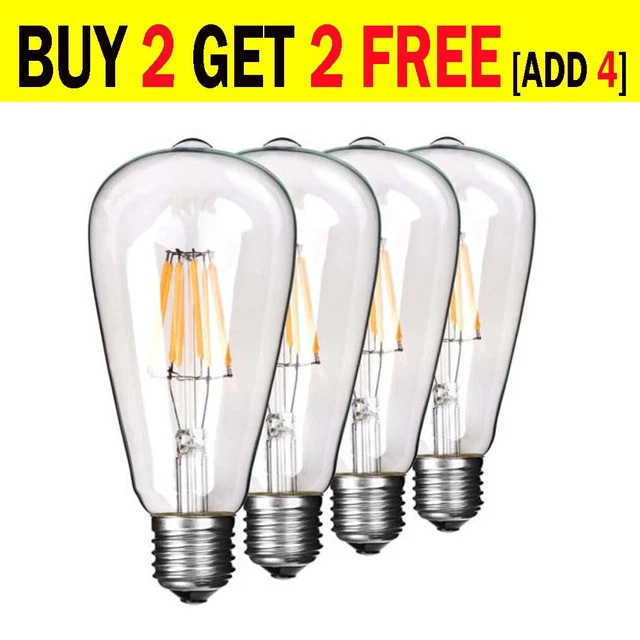 Lampadina LED Vintage ST64 6W – E27/B22 – Filamento Ambra 360° – Luci Da Ristorante E Casa