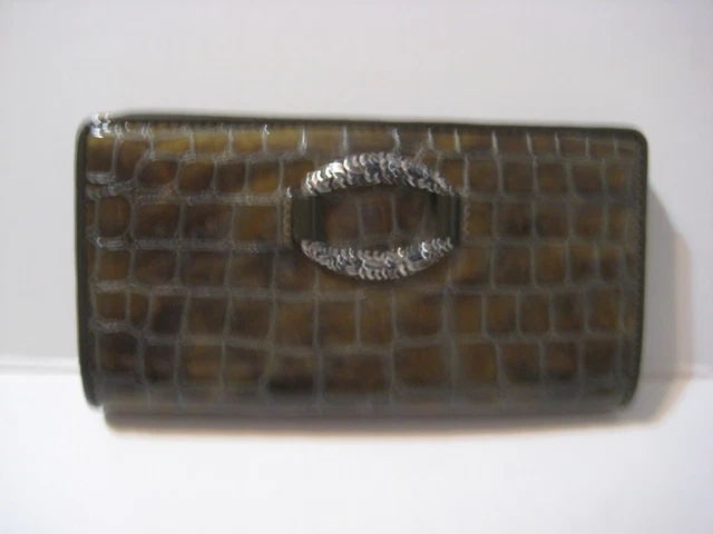 NWOT Brighton Green croc embossed crossbody clutch wallet