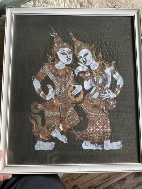 Framed Indonesian Silk Screen Prints Bali Asia - Ready to hang