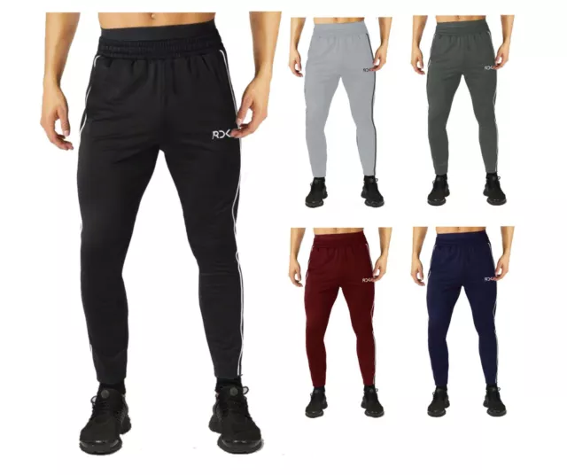 Mens Slim Fit Tracksuit Bottoms Skinny Joggers Sweat Pants Workout Gym Trousers