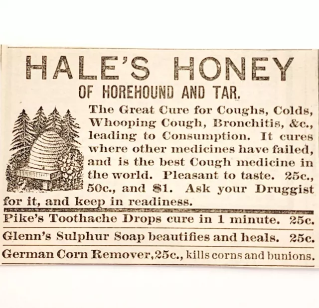 1886 Medical Hale's Honey Horehound Victorian Quack Medicine Advertisement
