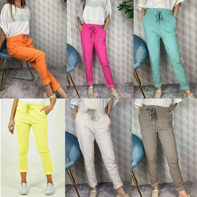 Womens Lagenlook Italian Magic Pants Ladies Casual Stretch Jogger Style Trousers