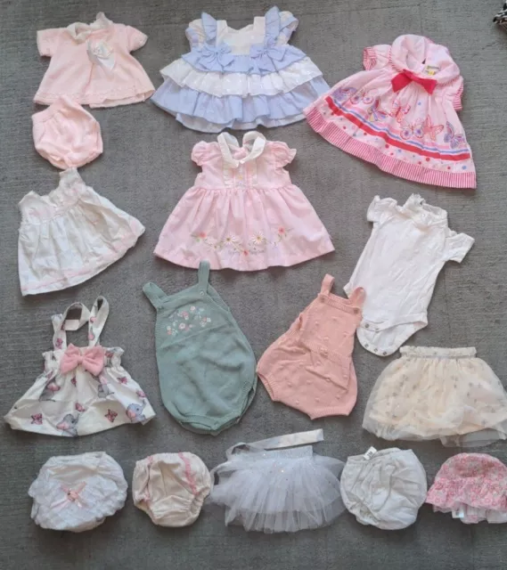 Massive bundle baby girls 0-3 months clothes Spanish style dress rompers etc