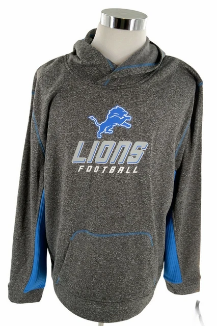 NFL Detroit Lions Men Gray Blue Football TX3 Warm Hoodie Sweatshirt Size 2XL New