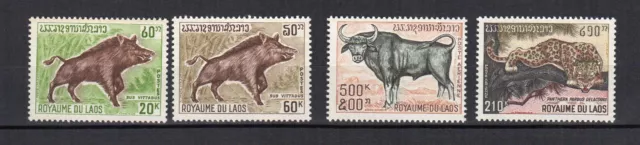 Royaume du Laos 1970 animaux sauvages Y&T 220 & 221 & PA 4 timbres MNH /TE3913a