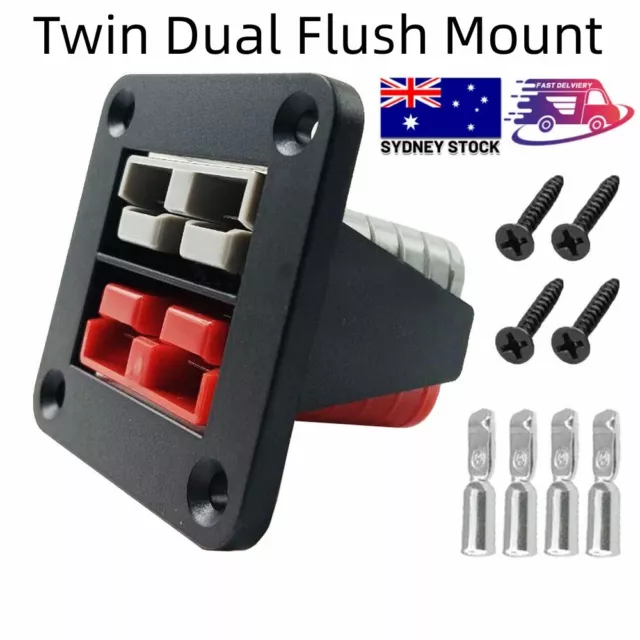 Twin Dual Flush Mount 50 Amp For Anderson plug mounting bracket Twin Red Grey