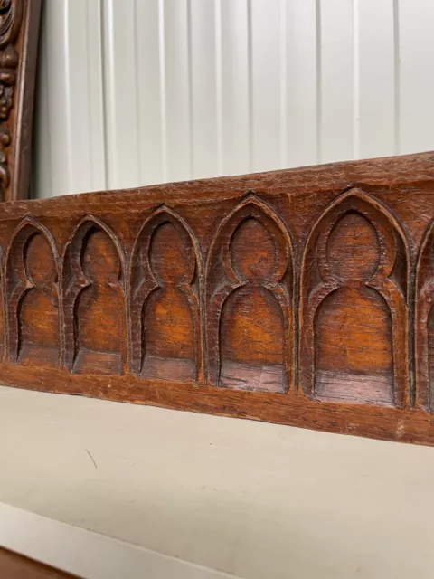 A Beautiful French Architectural Gothic Revival Carving/pediment in oak