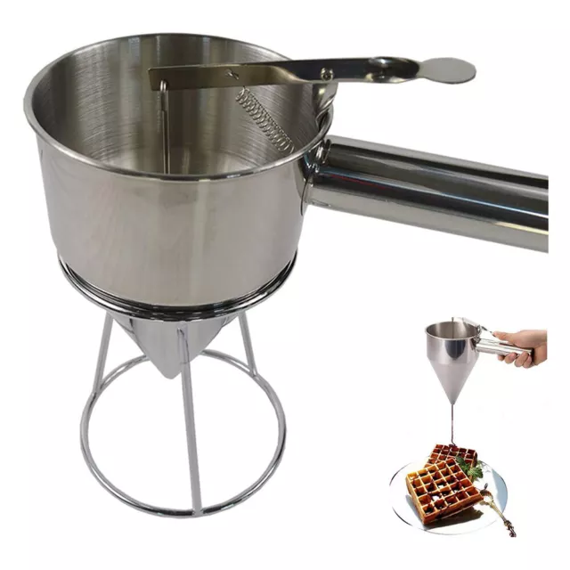 Stainless Steel Hopper Cupcake Pancake Waffle Batter Dispenser with Stand Holder