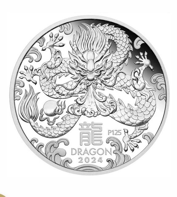 PERTH MINT AUSTRALIA 2024 Year of the Dragon 1/2oz 99.99 Silver Proof