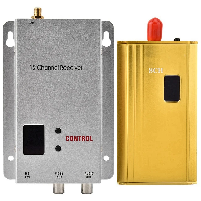 WIRELESS AUDIO VIDEO Transceiver 1.2G 1.5W CCTV Monitoring Transmitter ...
