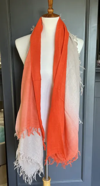 New Auth Chan Luu Dip-Dyed Ombre Cashmere Silk Scarf Color: Picante