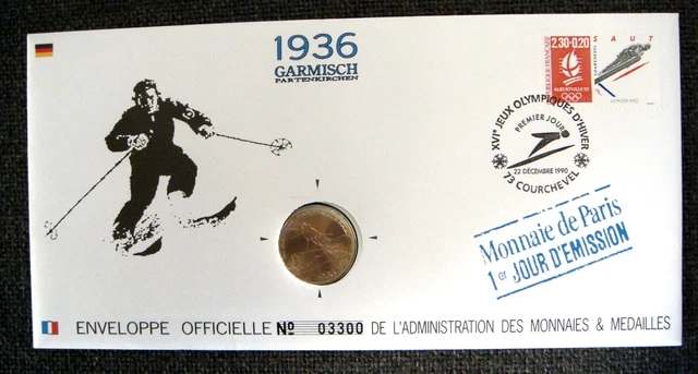 France, Médaille + Timbre, XVIème JO d'Albertville, Garmisch Partenkirchen, 1991