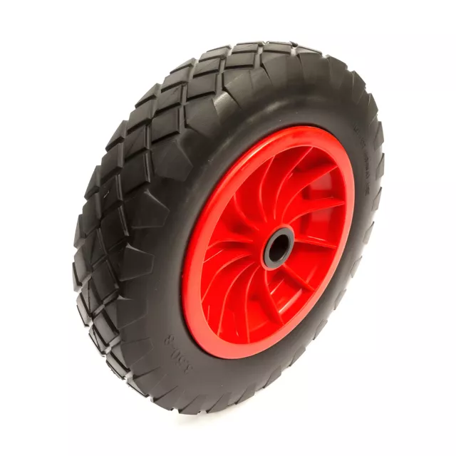14 Inch Solid Wheel & PU Tyre 3.50-8 Puncture Proof 1" Bore Wheelbarrow Barrow