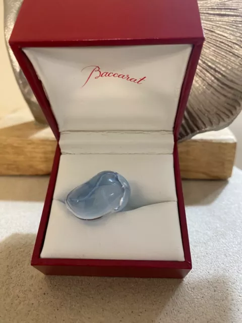 Baccarat Galet Blue Wave Ring With Box Size O-O/5
