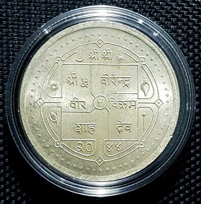 VS 2044,AD 1987 NEPAL 500 Rupee Silver Coin,KM#1035,35g,Ø40mm(+FREE1 coin)#12394 2