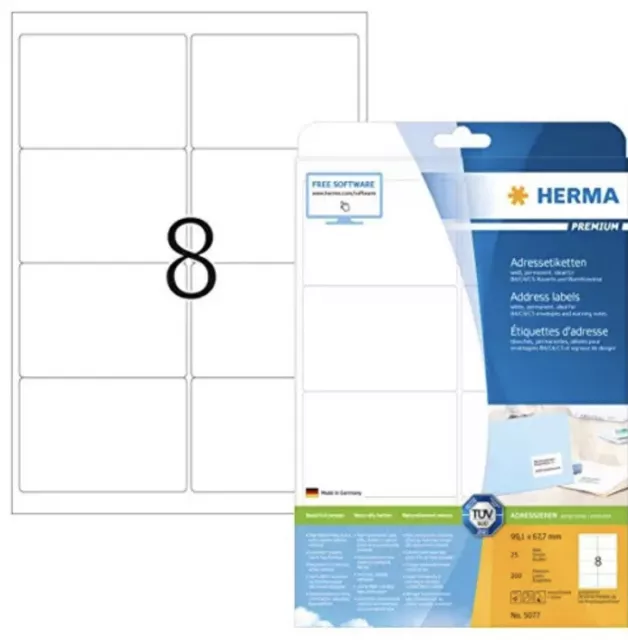 HERMA 5077 99.1x67.7mm Colour Laser Paper Rectangular Premium Addressing Labels