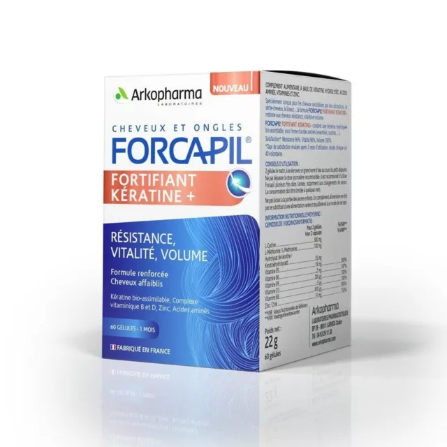 Forcapil Fortifiant Kératine +, 60 gélules végétales, Arkopharma