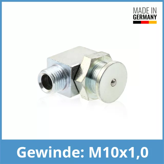 DIN 3404 M1 (Ø16mm) M10 x 1,0 90° Winkel-Flachschmiernippel  Stahl verzinkt