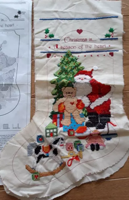 Dimensions Counted Cross stitch-The Spirit of Christmas Stocking-Part Completed 2