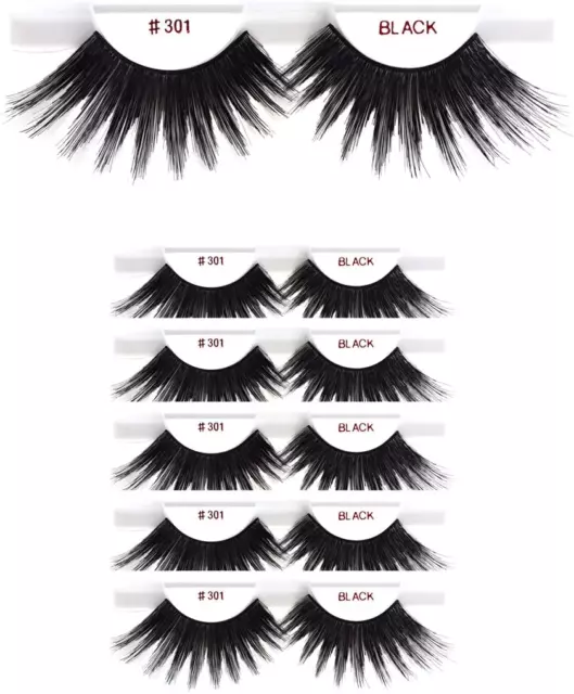 6Packs Eyelashes, #301 Christina 100% Human Hair Fake Eyelashes