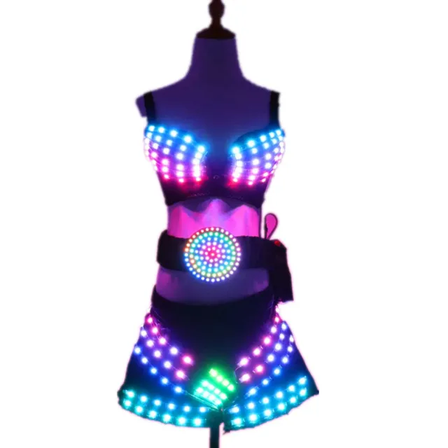 WOMEN LED PARTY Suit Bra Belt Skirt Rave Costume Festival Woman Dancer Club  DJ $349.95 - PicClick