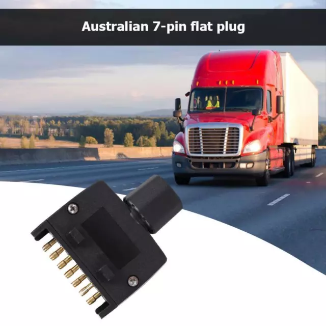fr Black 7 Pin Flat AU Trailer Male Plug Socket Connector Adapter for RV Truck