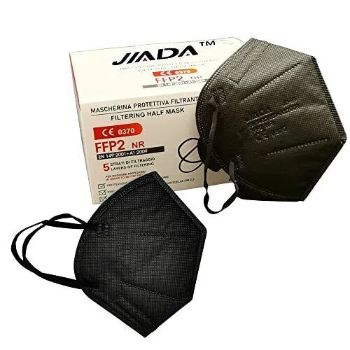 20 Masques de Protection Jiada FFP2 Noir Certifiés CE 5 Couches