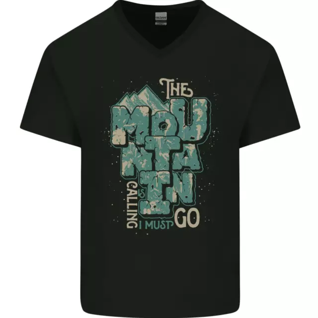 T-shirt da uomo collo a V cotone The Mountain Is Calling Hiking