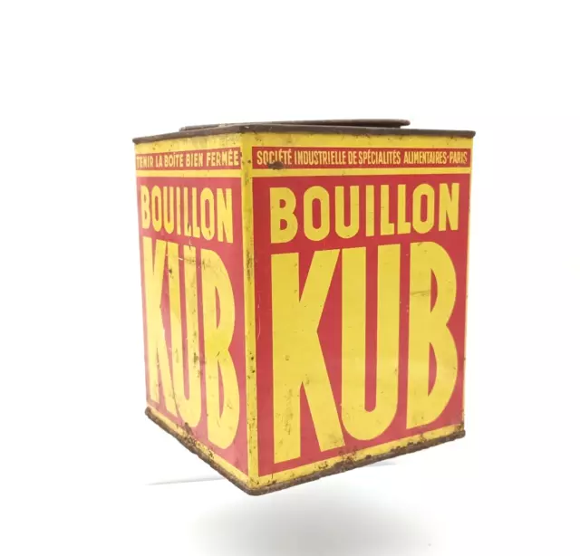 BOUILLON KUB - ANCIENNE BOITE en METAL PUBLICITE ALIMENTATION