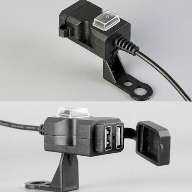 Dual USB Motorcycle Phone Handlebar 12V Power Charger Outlet Socket Waterproof