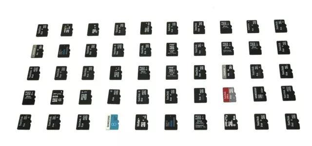 50 Used Micro Sd Cards, Assorted Brands, 8Gb