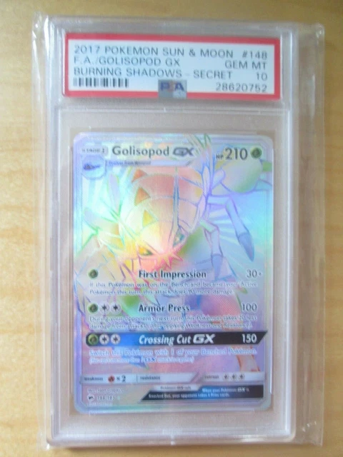 Pokemon PSA 10 GOLISOPOD  SM * BURNING SHADOWS * GX Full Art FA rainbow hyper RR